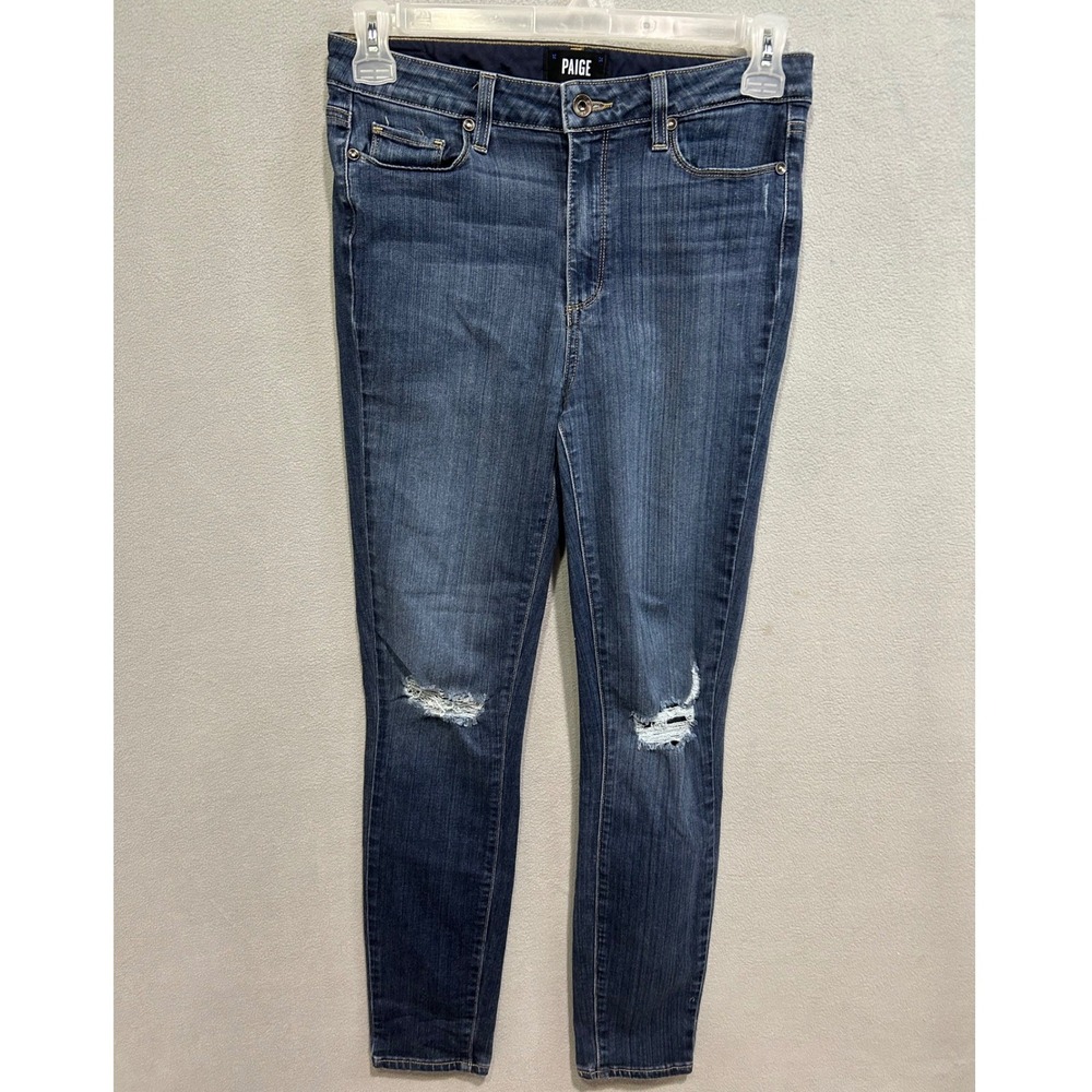 Paige Hoxton Ankle Jeans Womens 30 Blue Distressed High Rise Skinny‎ Denim
